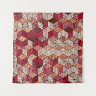 Stickereien mit Hexagons: Bohemisches Patchwork Pr Wandteppich