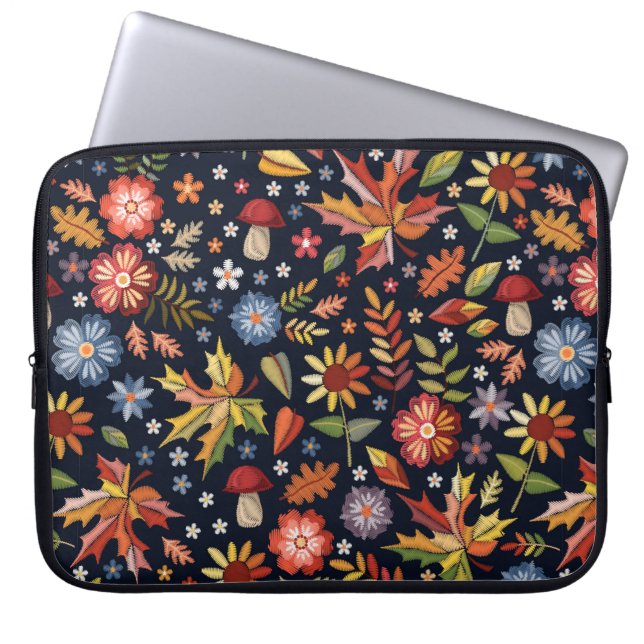 Stickereien nahtlos mit schönen Blume Laptopschutzhülle (Vorderseite)