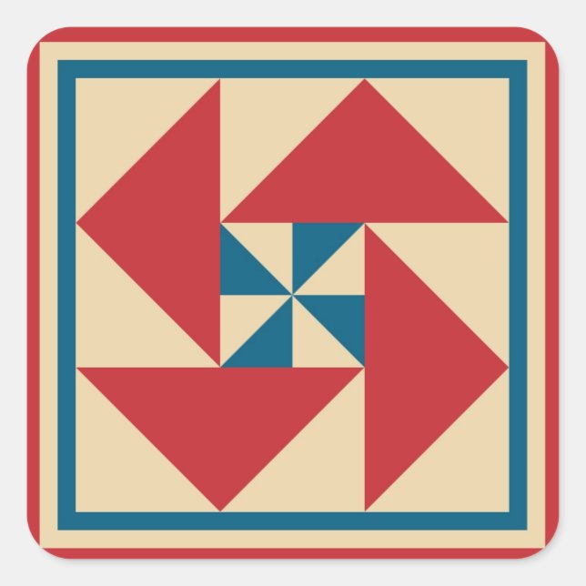 Stickereien - Patriotische Spin (rot) Quadratischer Aufkleber (Vorderseite)