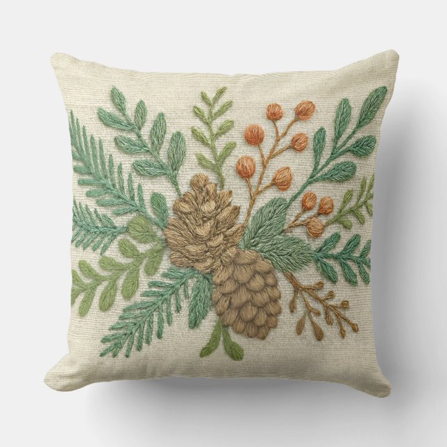 Stickereien Pinecone Kissen (Vorderseite)