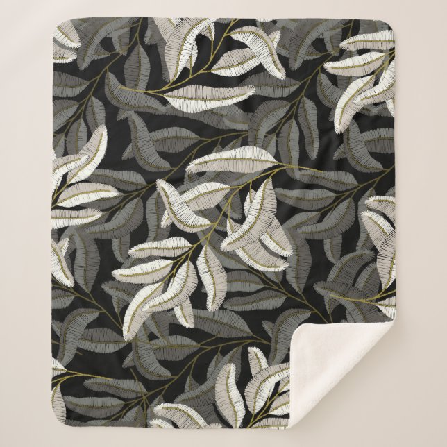 Stickereien: Schwarzweißdruck. Sherpadecke (Vorderseite)