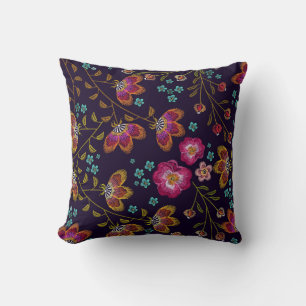 Stickereien von Blume: nahtlose Modemuster Kissen