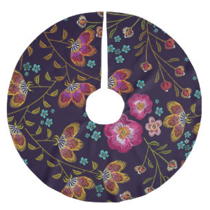 Stickereien von Blume: nahtlose Modemuster Polyester Weihnachtsbaumdecke