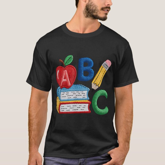 Stickereier Alphabet-Preschool-Lehrer zurück T-Shirt (Vorderseite)