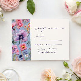 Stickereigarten Lila Hochzeit RSVP Karte
