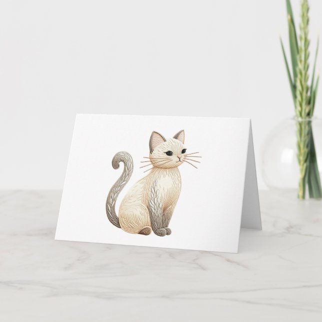 Stickereigetränk für die Katze Neutral Kitty Blank Karte (Vorderseite)
