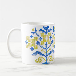 Stickereikreuz in ukrainischen Farben Kaffeetasse