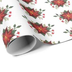 Stickereipoinsettien und heilige Gewohnheiten Geschenkpapier