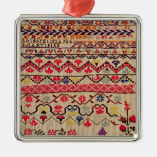 Stickereiprobenehmer Silbernes Ornament