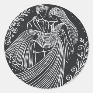 Stickereistil für Halbbretter und Hochzeitskleber Runder Aufkleber