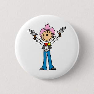 Stickerfigur Cowgirl Sheriff Knopf Button