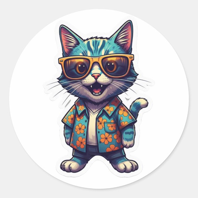 Stickerkatze Runder Aufkleber (Vorderseite)