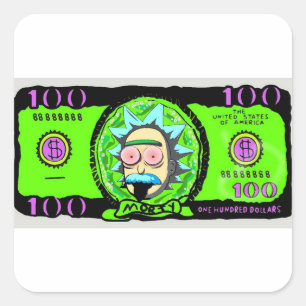 STICKERRICK UND MORD QUADRATISCHER AUFKLEBER