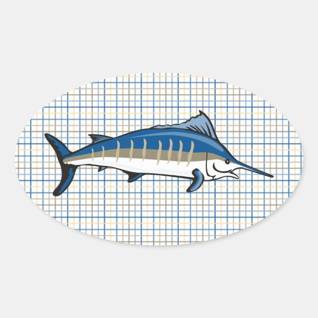 Stickers - Blue Marlin auf Kariert (Vorderseite)