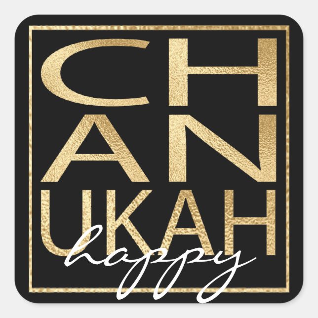 Stickers Colorful Chanukah Gold Square (Vorderseite)