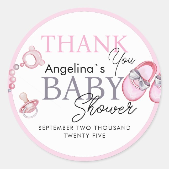 Stickers danken dir für die Babydusche. (Vorderseite)
