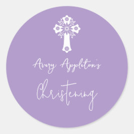 Stickers Floral Cross Christening Lilac
