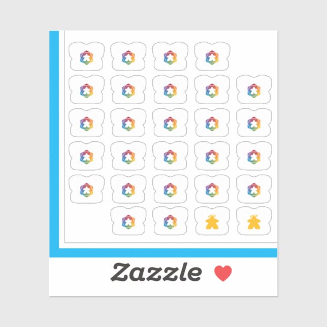 Stickers für T-Shirts - Party Time Meeple Aufkleber (Blatt)