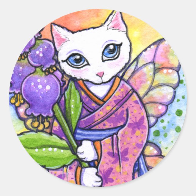 Stickers Geisha Cat Asian Fantasy von Ann Howard (Vorderseite)