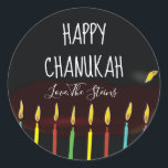 Stickers "Happy Chanukah" Menorah Candles<br><div class="desc">Hanukkah/Holiday Aufkleber, personalisieren. Happy Chanukah Menorah Kerzen. Wählen Sie aus 1 1/2" und 3" Aufklebern. Personalisieren Sie, indem Sie Text mit Ihrer eigenen Nachricht löschen und ersetzen. Wählen Sie Ihre Lieblings-Schriftart-Größe, Stil und Farbe. Danke, dass du angehalten und eingekauft hast! Ihr Geschäft ist sehr geschätzt! Happy Hanukka! Form: Klassischer Round...</div>