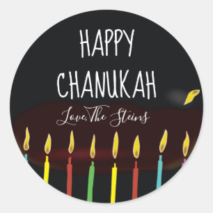 Stickers "Happy Chanukah" Menorah Candles