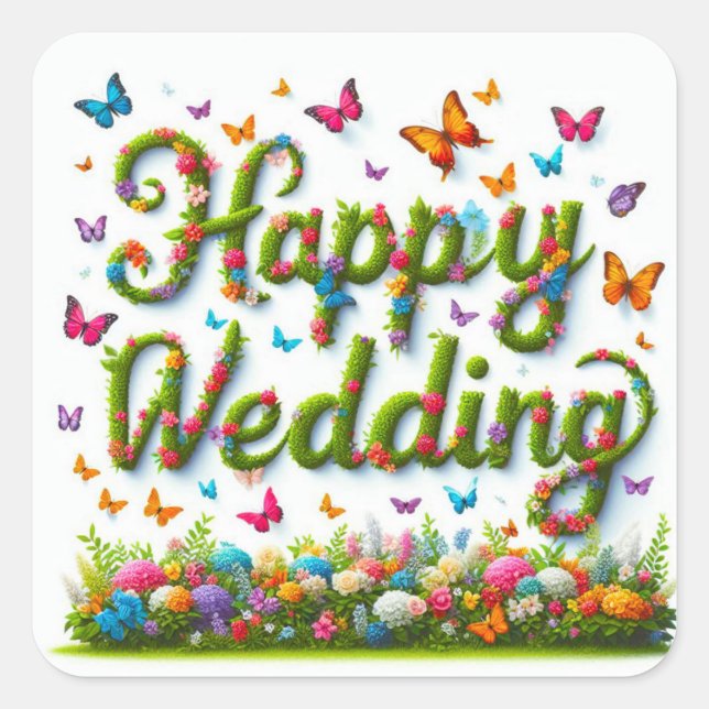 Stickers Happy Wedding (Vorderseite)