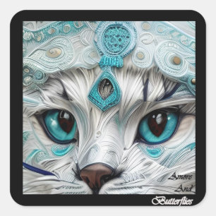 #Stickers Hat Model, Cat Eyes 1/3 Quadratischer Aufkleber