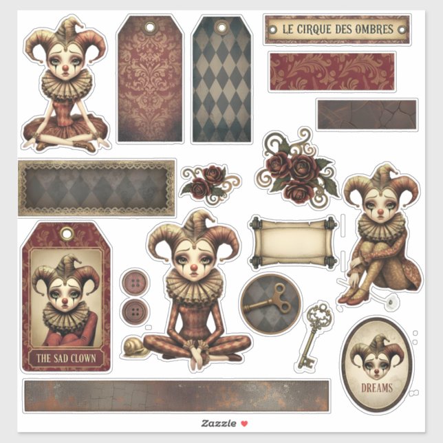 Stickers - Melancholy Harlequin Aufkleber (Blatt)