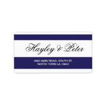 Stickers Navy White Elegante Stripe Address Labels
