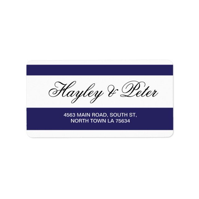 Stickers Navy White Elegante Stripe Address Labels Adressaufkleber (Vorne)