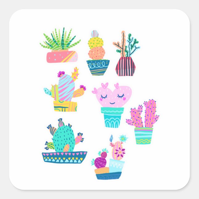 Stickers Niedlich Cactus succulent Cacti (Vorderseite)