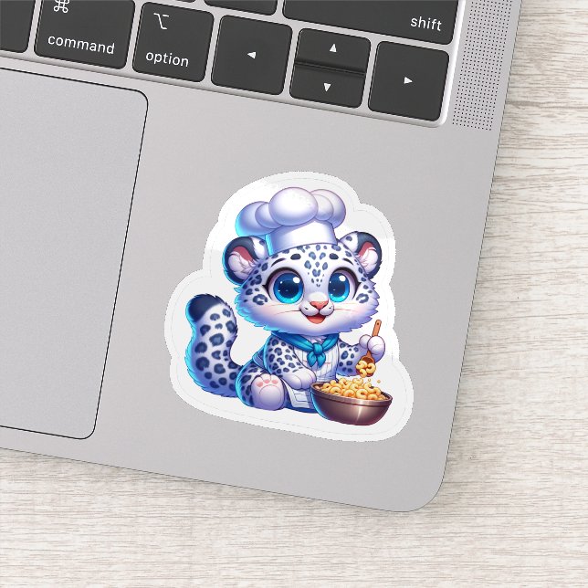 Stickers Niedlich Kawaii Snow Leopard Französische Aufkleber (Detail)