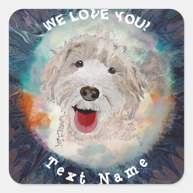 Stickers Niedlich Labradoodle Hund & Text (Vorderseite)