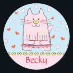 Stickers Pink Cat Ballerina Chanukah Runde<br><div class="desc">"Pink Cat Ballerina, Happy Chanukah" Stickers Round. Viel Spaß mit diesen Aufklebern wie Tortenpfropfen, Geschenketiketten, Taschenschließungen oder was auch immer Ihre Feierlichkeiten sind! Personalisieren Sie diese, indem Sie Text löschen und Ihre eigenen Wörter hinzufügen, indem Sie Stil, Größe und Farbe Ihres bevorzugten Schriftartes verwenden. Danke, dass du angehalten und eingekauft...</div>