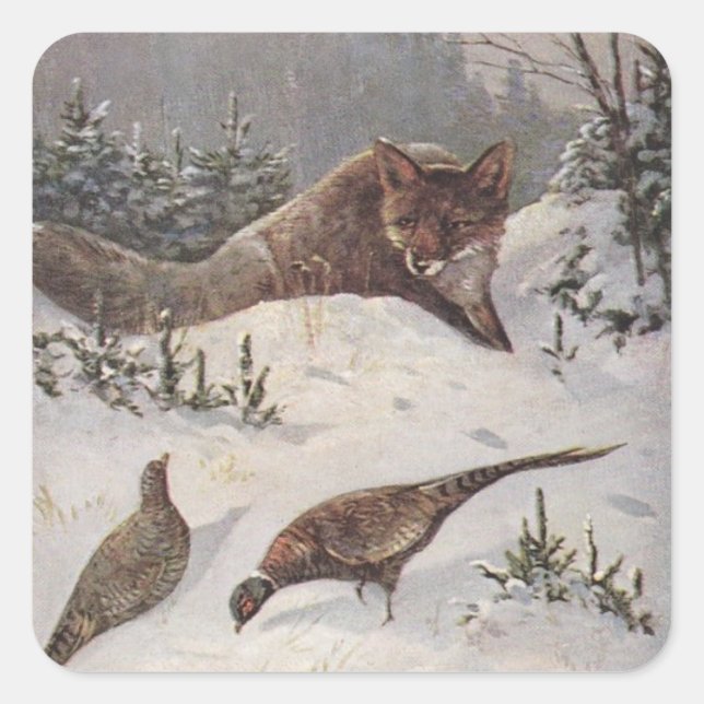 STICKERS Wildlife Fox Jagd Fasane Vogelschnee (Vorderseite)