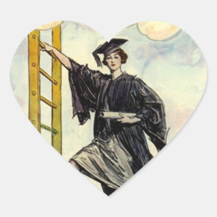 STICKERSGraduation Lady Lady Ladder of Success Hea Herz-Aufkleber