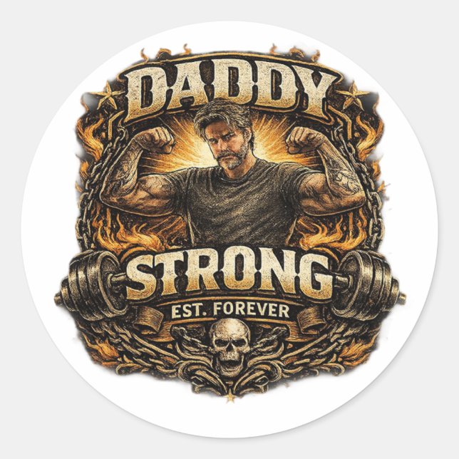 StickerStrong Dad Funny Fitness Father Sticker Vin (Vorderseite)