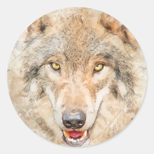 Stickerwolf Runder Aufkleber (Vorderseite)