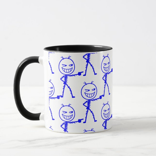 Stickfigur-Doodle-Nahtloses Muster - Lustig Tasse (Links)