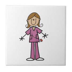 Stickfigur Krankenschwester mit mittelheller Haut Fliese