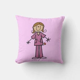 Stickfigur Krankenschwester mit mittelheller Haut Kissen