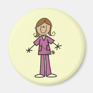 Stickfigur Krankenschwester mit mittelheller Haut Magnet