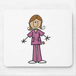 Stickfigur Krankenschwester mit mittelheller Haut Mousepad