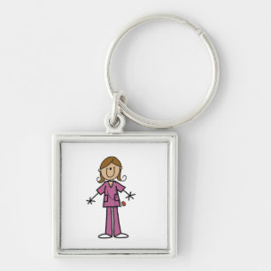 Stickfigur Krankenschwester mit mittelheller Haut Schlüsselanhänger