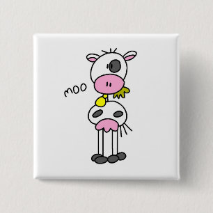 Stickfigur-Kuh-T-Shirts und Geschenke Button