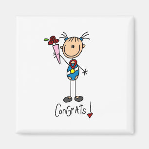 Stickfigur Mädchen gewinnt Medaillenmagnet Magnet