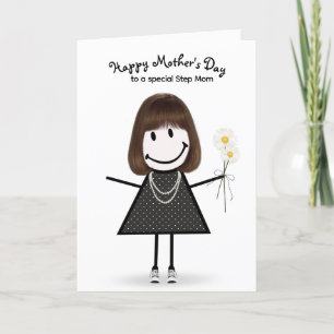 Stickfigur Mädchen Muttertag für Stiefmutter Karte