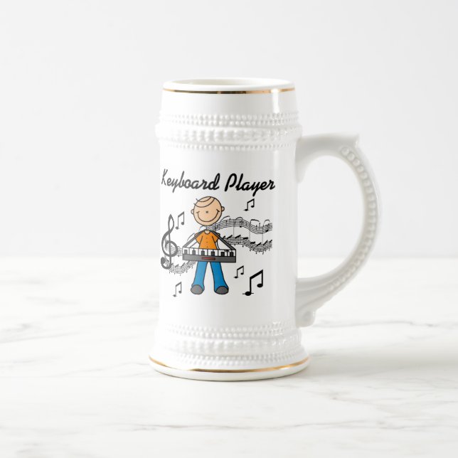 Stickfigur-Männchen-Keyboarder-Geschenke Bierglas (Rechts)