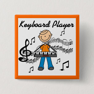 Stickfigur-Männchen-Keyboarder-Geschenke Button