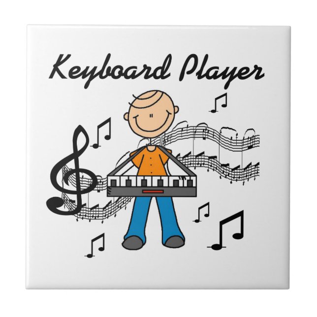 Stickfigur-Männchen-Keyboarder-Geschenke Fliese (Vorderseite)